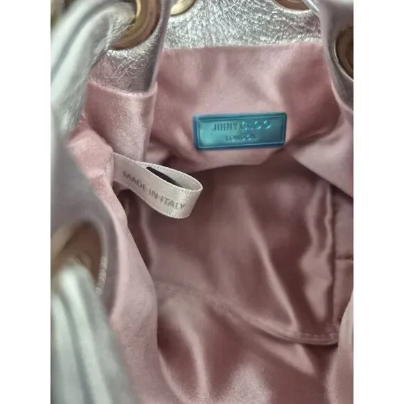 Jimmy Choo Metallic Silver Micro Bon Bon Top Handle Bag